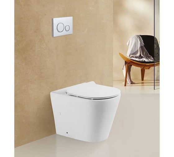 Приставной безободковый унитаз BelBagno FLAY-R P-trap BB1003CBR