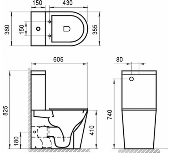 Чаша безободкового унитаза BelBagno FLAY-R P-trap BB2149CPR