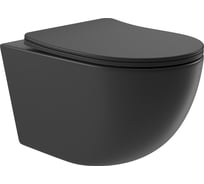 Унитаз подвесной AQUEDUTO AQD OVO 525х360 мм, безободковый, сиденье с микролифтом, черный матовый OVO0140