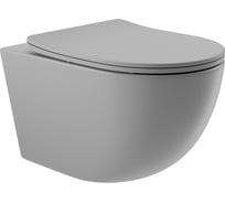 Унитаз подвесной AQUEDUTO AQD OVO 525х360 мм, безободковый, сиденье с микролифтом, серый матовый OVO0130