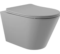 Подвесной унитаз AQUEDUTO AQD ESPIRAL 525х360 безободковый, сиденье с микролифтом, серый матовый CON0130