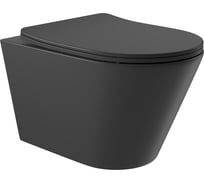 Подвесной унитаз AQUEDUTO AQD ESPIRAL 525х360 безободковый, сиденье с микролифтом, черный матовый CON0140