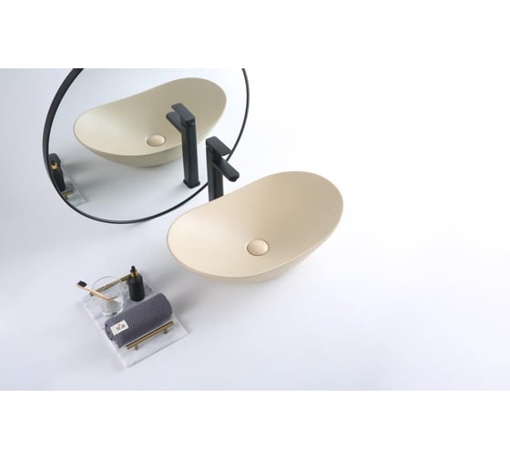 Керамическая накладная раковина BelBagno бежевая матовая BB1404-H316