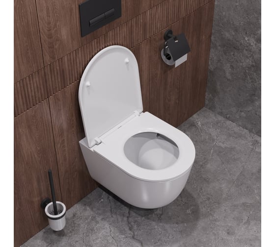 Унитаз подвесной CEZARES RELAX безободковый с системой смыва Торнадо, с сиденьем soft close, 49 см, CZR-38088-49-TH-TOR/SC