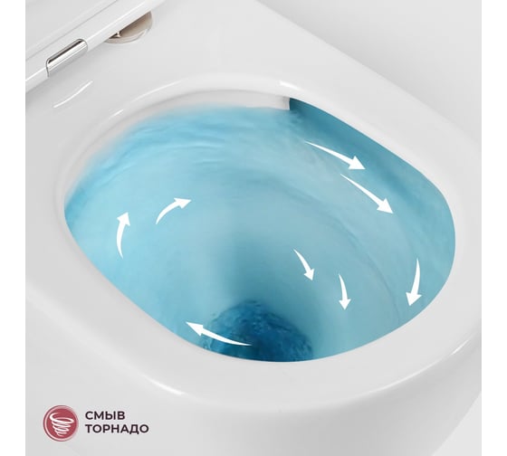 Унитаз подвесной Cezares LINER безободковый с системой смыва Торнадо, с сиденьем soft close, 49 см, CZR-38083-49-TH-TOR/SC
