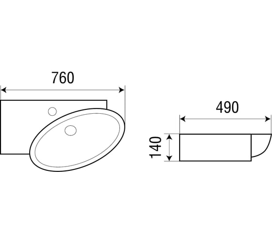 Подвесная раковина WeltWasser WW AISBACH 5093L 760х490х140 10000003878