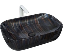 Накладная раковина WeltWasser ELBACH мрамор черная с синим/оранжевым, 610х400х145 2143P K501