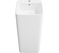 Напольная раковина для ванной Wellsee Callipy Art : отдельностоящая раковина моноблок из фарфора, размер 40х40х84,5 см, цвет глянцевый белый 33890300S