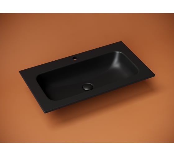 Раковина накладная прямоугольная Ceramicanova Grace c отверстием под смеситель, 810x457x137мм, цвет черный матовый, арт. CN7012MB