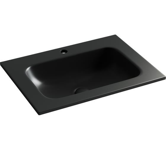 Раковина накладная прямоугольная Ceramicanova Grace, с отверстием под смеситель, 610x457x137мм, цвет черный матовый, арт. CN7011MB