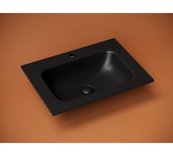 Раковина накладная прямоугольная Ceramicanova Grace, с отверстием под смеситель, 610x457x137мм, цвет черный матовый, арт. CN7011MB