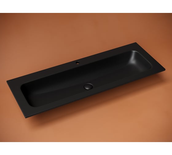 Раковина накладная прямоугольная Ceramicanova Grace, c одним отверстием под смеситель 1210x457x137 мм, цвет черный матовый, арт. CN7017MB