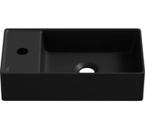 Рукомойник Wellsee, маленькая раковина для туалета WC Area : подвесной умывальник 41 см с креплением, матовый черный (с отверстием под смеситель слева) 321808000