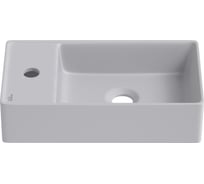 Рукомойник Wellsee, маленькая раковина для туалета WC Area : подвесной умывальник 41 см с креплением, матовый серый (с отверстием под смеситель слева) 321809000