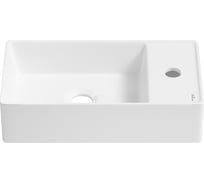 Рукомойник Wellsee, маленькая раковина для туалета WC Area : подвесной умывальник 41 см с креплением, глянцевый белый (с отверстием под смеситель справа) 321801000