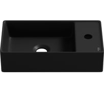 Рукомойник Wellsee, маленькая раковина для туалета WC Area : подвесной умывальник 41 см с креплением, матовый черный (с отверстием под смеситель справа) 321805000