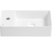 Рукомойник Wellsee, маленькая раковина для туалета WC Area : подвесной умывальник 41 см с креплением, матовый белый (с отверстием под смеситель слева) 321807000