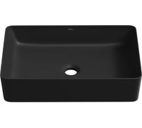 Накладная раковина для ванной Wellsee FreeDom 2.0 прямоугольная, ширина умывальника 50 см, цвет матовый черный 323013000