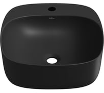 Накладная раковина для ванной Wellsee Idéal квадратная, ширина умывальника 42 см, цвет матовый черный 326904000
