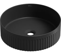 Накладная раковина для ванной Wellsee Festive Fox 2.0 круглая, ширина умывальника 36 см, цвет матовый черный 319607000