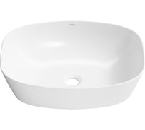 Накладная раковина для ванной Wellsee Ground Breaking прямоугольная, ширина умывальника 50 см, цвет глянцевый белый 337702000