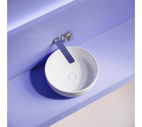 Раковина накладная круглая Ceramicanova Taycan диаметр 375 мм, высота 140 мм, белая матовая CN12003MW