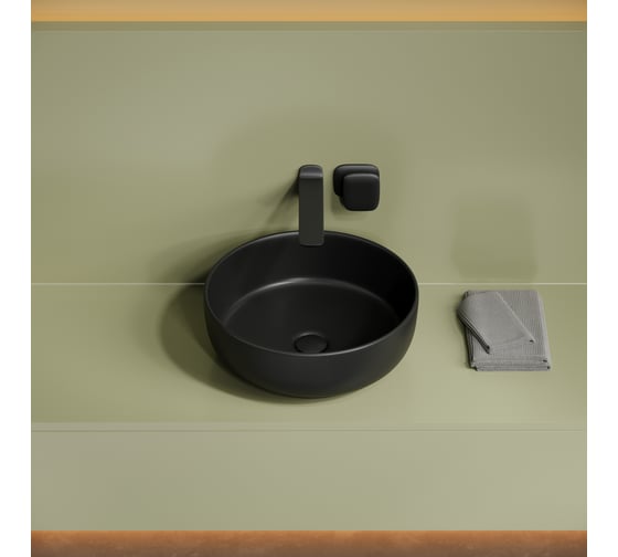 Раковина накладная круглая Ceramicanova Taycan диаметр 375 мм, высота 140 мм, черная матовая CN12003MB