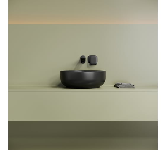 Раковина накладная круглая Ceramicanova Taycan диаметр 375 мм, высота 140 мм, черная матовая CN12003MB