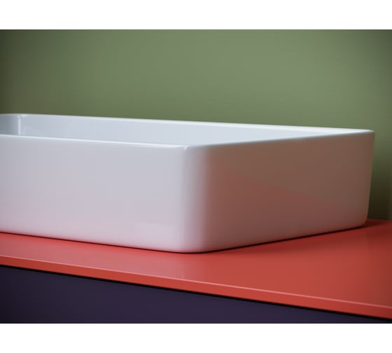 Раковина накладная Ceramicanova со смещенным сливом, с возможностью установки на столешницу под стиральную машину, 620x340x110, цвет белый CN5048