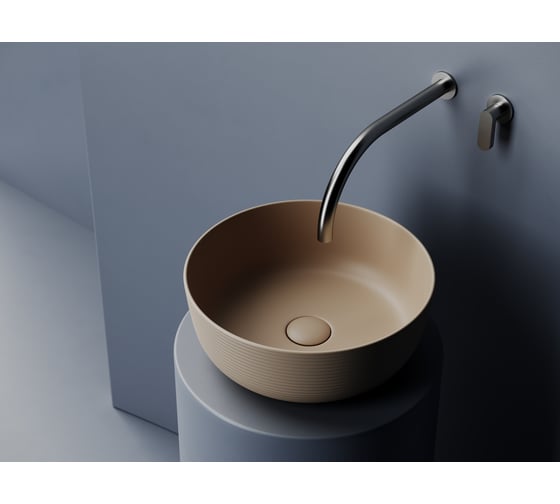Раковина накладная круглая Ceramicanova 356x356x135, цвет капучино матовый CN6073MC