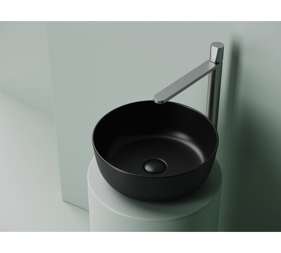 Раковина накладная круглая Ceramicanova 356x356x135, цвет черный матовый CN6073MB
