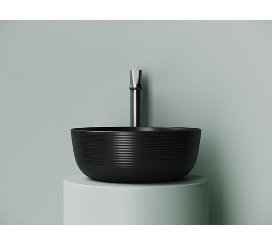 Раковина накладная круглая Ceramicanova 356x356x135, цвет черный матовый CN6073MB
