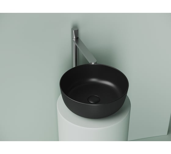 Раковина накладная круглая Ceramicanova 356x356x135, цвет черный матовый CN6073MB