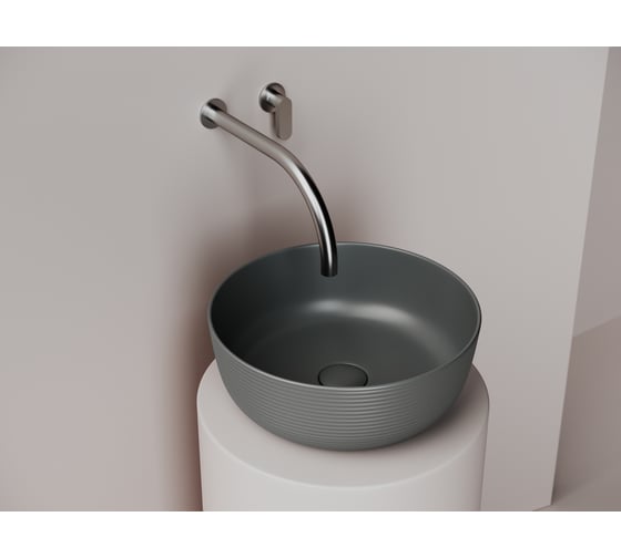 Раковина накладная круглая Ceramicanova 356x356x135, цвет темный антрацит матовый CN6073MDH