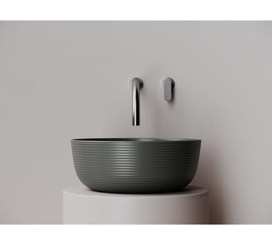 Раковина накладная круглая Ceramicanova 356x356x135, цвет темный антрацит матовый CN6073MDH
