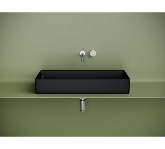 Раковина накладная прямоугольная Ceramicanova 801x361x130, цвет черный матовый CN6072MB