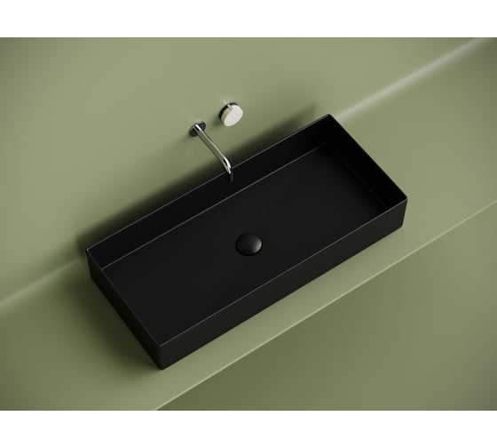 Раковина накладная прямоугольная Ceramicanova 801x361x130, цвет черный матовый CN6072MB