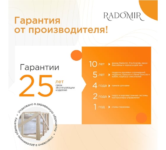 Акриловая ванна Радомир РОНА 148x80 (левое исполнение), рама-подставка 1-01-0-1-1-342