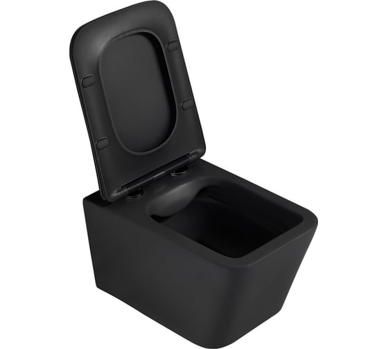 Комплект ABBER подвесной унитаз Rechteck AC1201MB черный матовый с инсталляцией AC0105 и кнопкой AC0120MMG золото матовое AC1201MB-AC0105-AC0120MMG