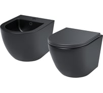 Комплект IDDIS 2в1: подвесной унитаз и биде, черный матовый, Blanco BLAR3BMi73