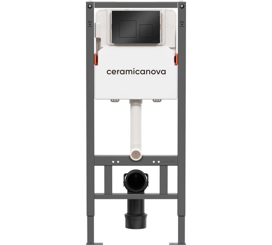 Система инсталляции для унитазов Ceramicanova Balance с кнопкой смыва Square, цвет черный матовый, с креплениями, арт. CN121002MB