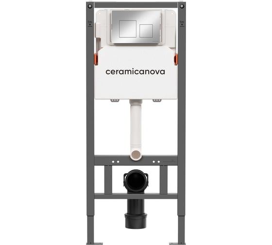 Система инсталляции для унитазов Ceramicanova Balance с кнопкой смыва Square, цвет хром глянцевый, с креплениями, арт. CN121002CH 1
