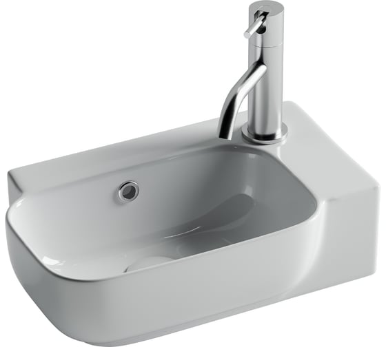 Рукомойник подвесной прямоугольный Ceramicanova 403x249x140, с отверстием под смеситель (чаша слева, отверстие под смеситель справа), цвет белый CN6074L