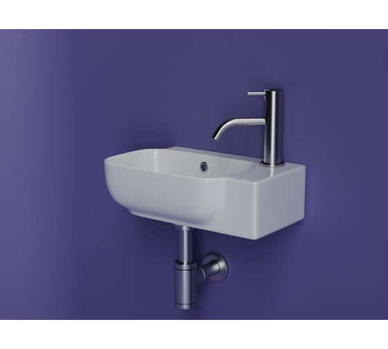 Рукомойник подвесной прямоугольный Ceramicanova 403x249x140, с отверстием под смеситель (чаша слева, отверстие под смеситель справа), цвет белый CN6074L