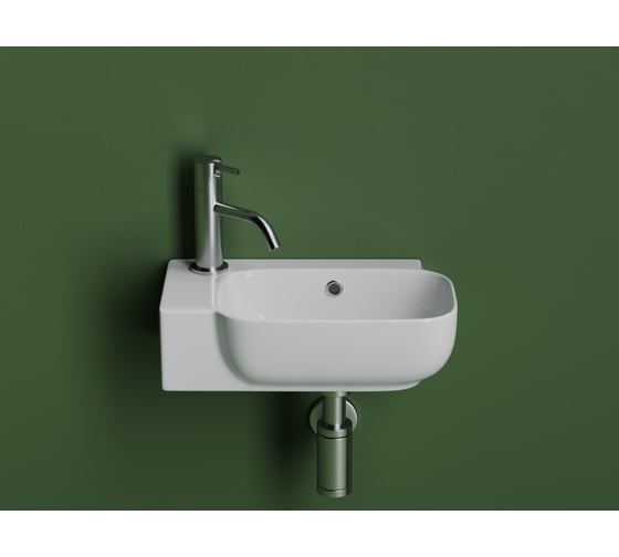 Рукомойник подвесной прямоугольный Ceramicanova 403x249x140, с отверстием под смеситель (чаша справа, отверстие под смеситель слева), цвет белый CN6074R
