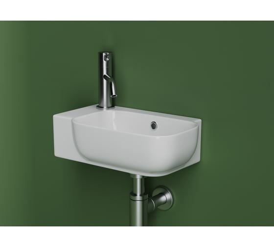 Рукомойник подвесной прямоугольный Ceramicanova 403x249x140, с отверстием под смеситель (чаша справа, отверстие под смеситель слева), цвет белый CN6074R