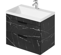 Тумба с раковиной подвесная IKA Alta 70 699х448х560 мм, камень пьетра гриджиа черный, под умывальник Clarissa 70 4657836460308