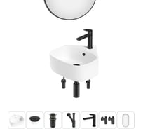 Мини-раковина для ванной комнаты или туалета Wellsee WC Area в наборе 7 в 1 20217813R