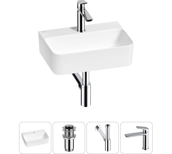 Мини-раковина для ванной комнаты или туалета Wellsee WC Area в наборе 4 в 1 20213602R 1