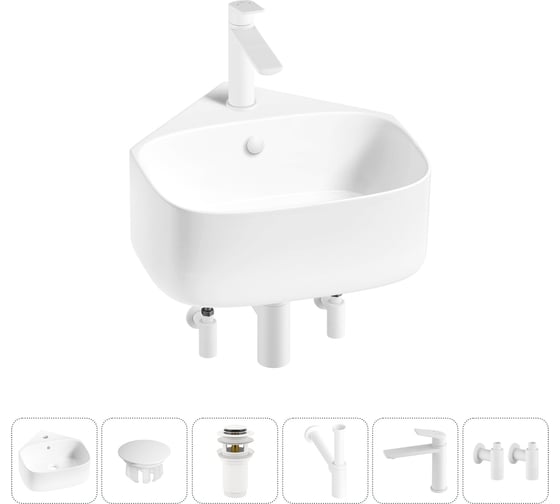 Мини-раковина для ванной комнаты или туалета Wellsee WC Area в наборе 6 в 1 20217186R 1